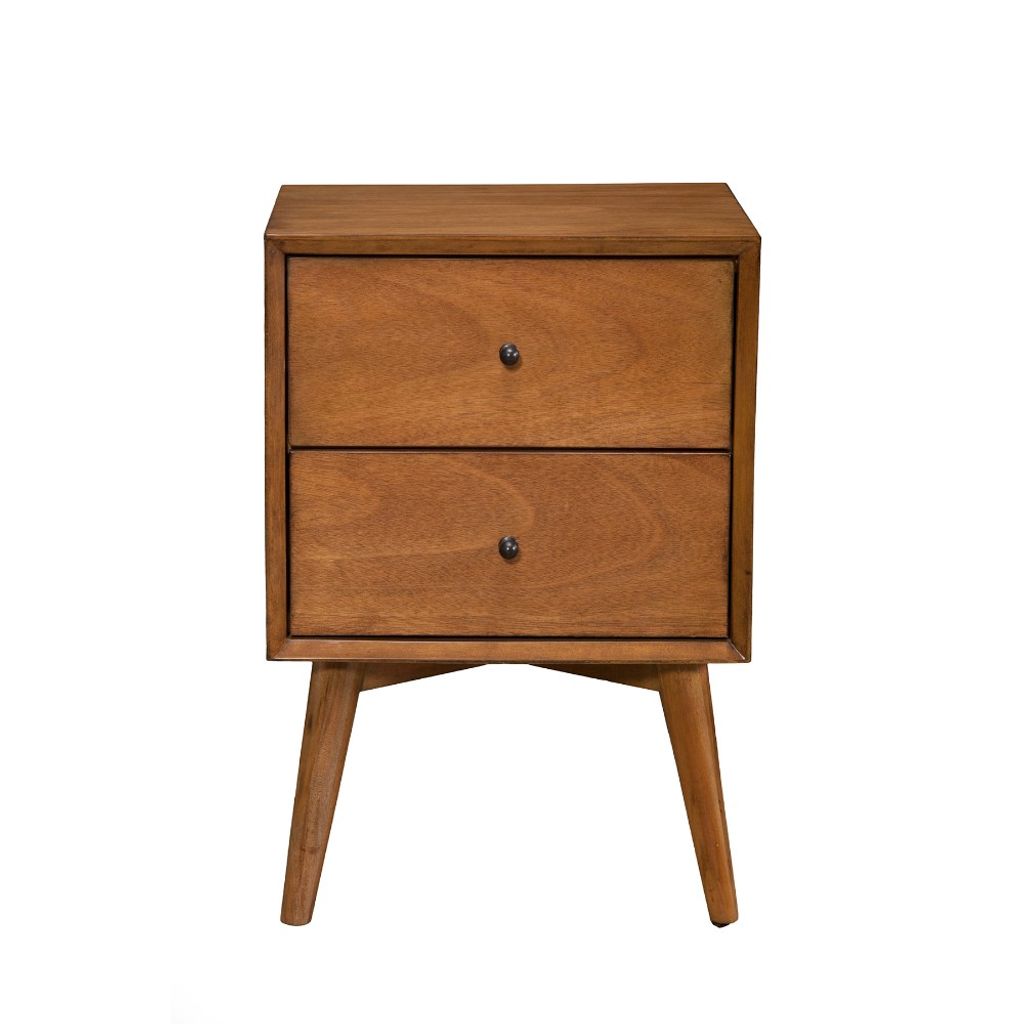 Mid Century Mahogany Wood Nightstand, Acron