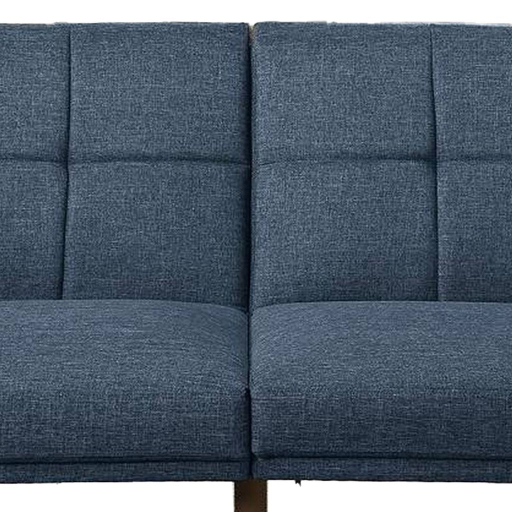 Fabric Adjustable Sofa with Square Tufted Back, Blue - View 3