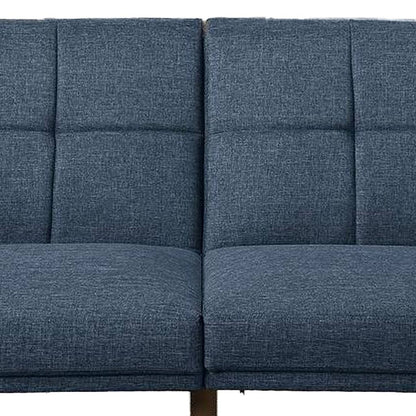 Fabric Adjustable Sofa with Square Tufted Back, Blue - View 3