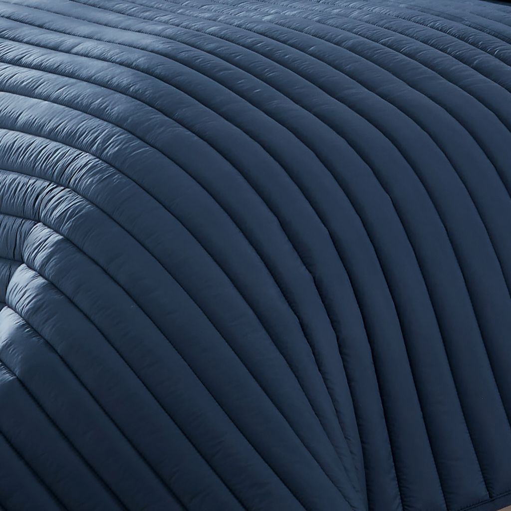 Cabe 3 Piece Queen Comforter Set, Polyester Puffer Channel Quilt, Navy Blue - View 3