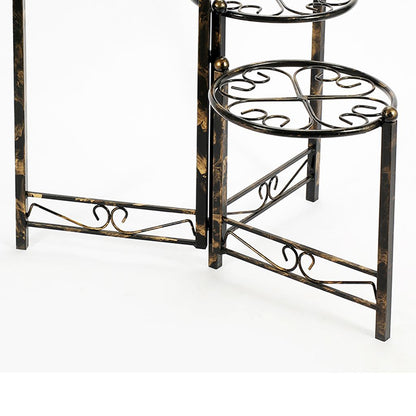 3 Tier Heart Clover Design Round Top Metal Plant Stand, Black - View 4
