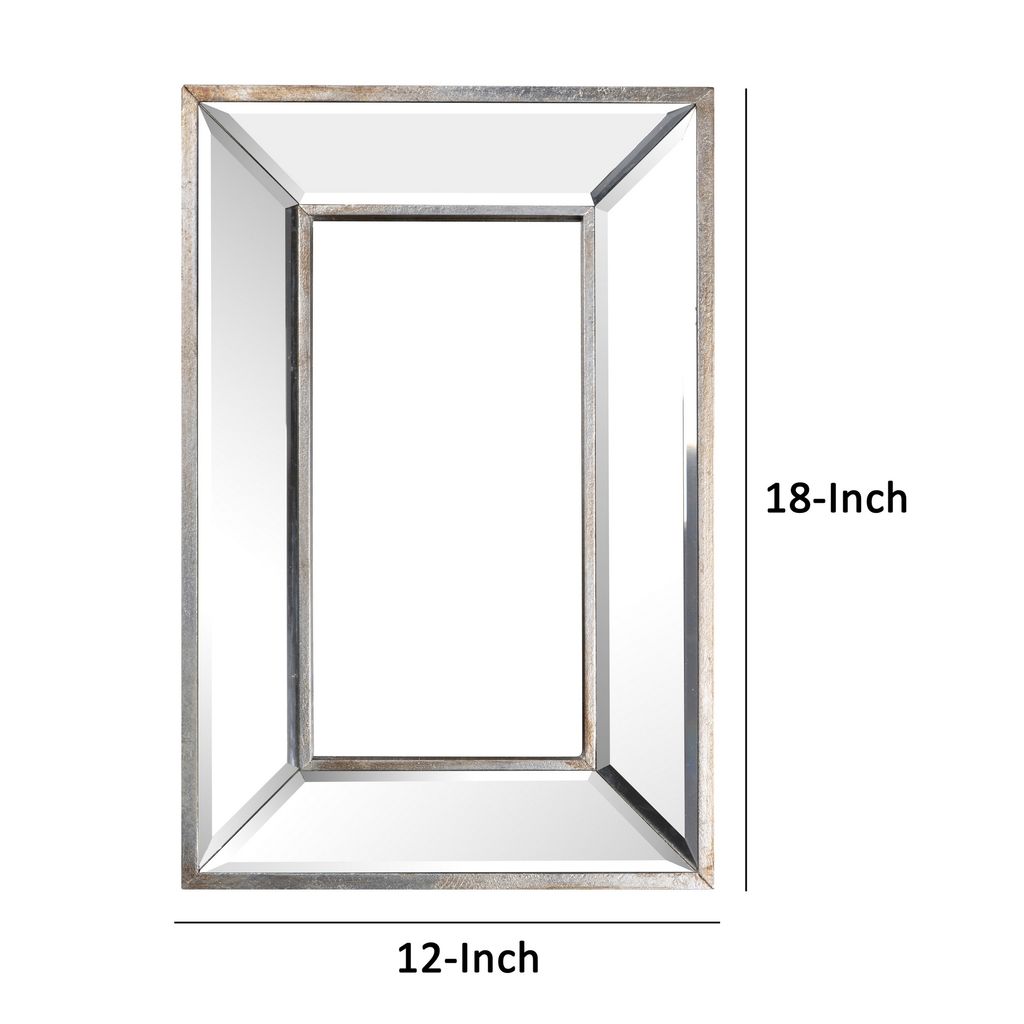 Toby 12 x 18 Inch Wall Mount Accent Mirror, Antique Silver Wood Frame - View 5