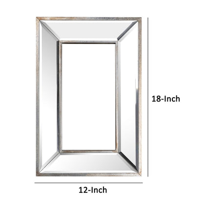 Toby 12 x 18 Inch Wall Mount Accent Mirror, Antique Silver Wood Frame - View 5