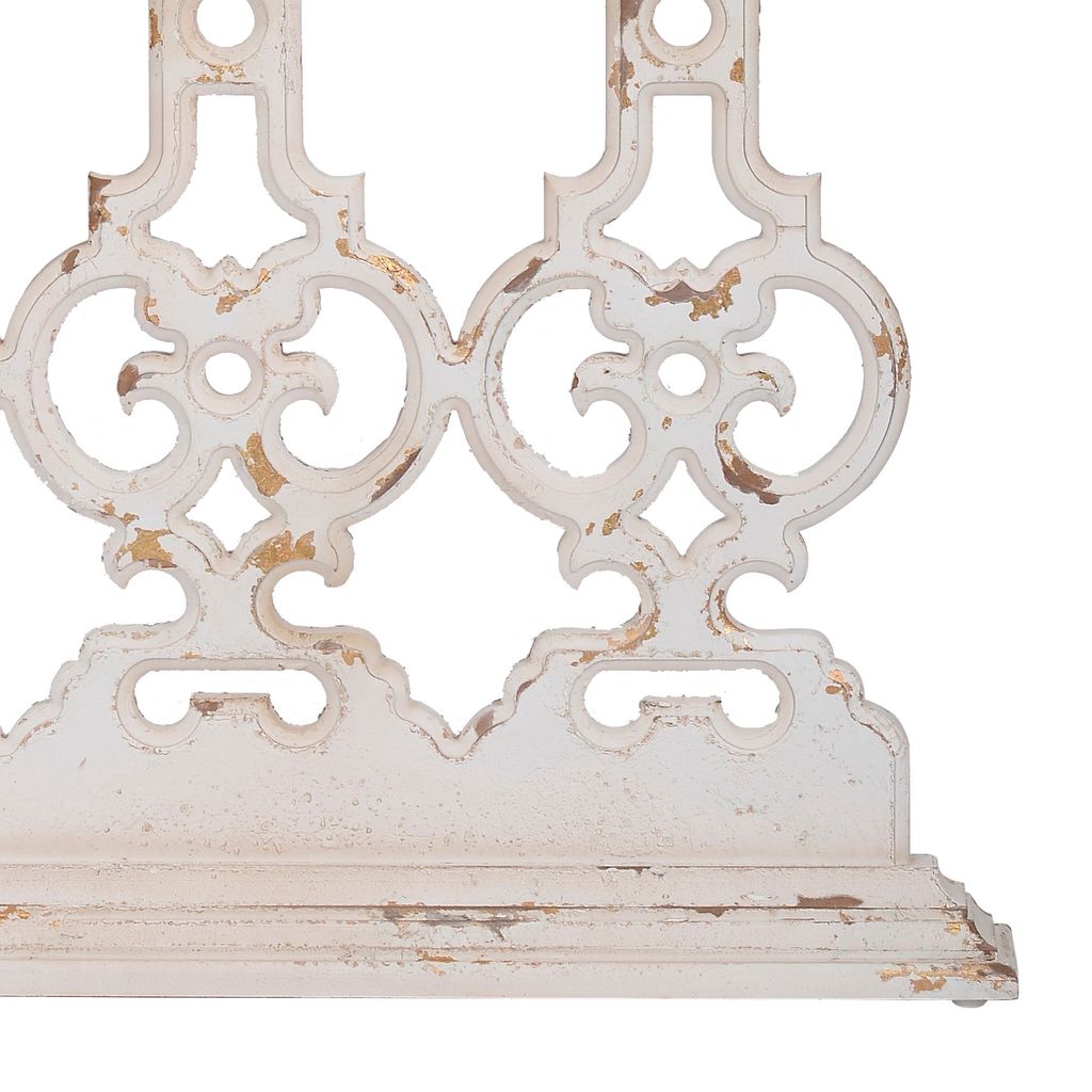 32 Inch Console Table, Fir Wood, Traditional, Scrollwork, Antique White - View 4