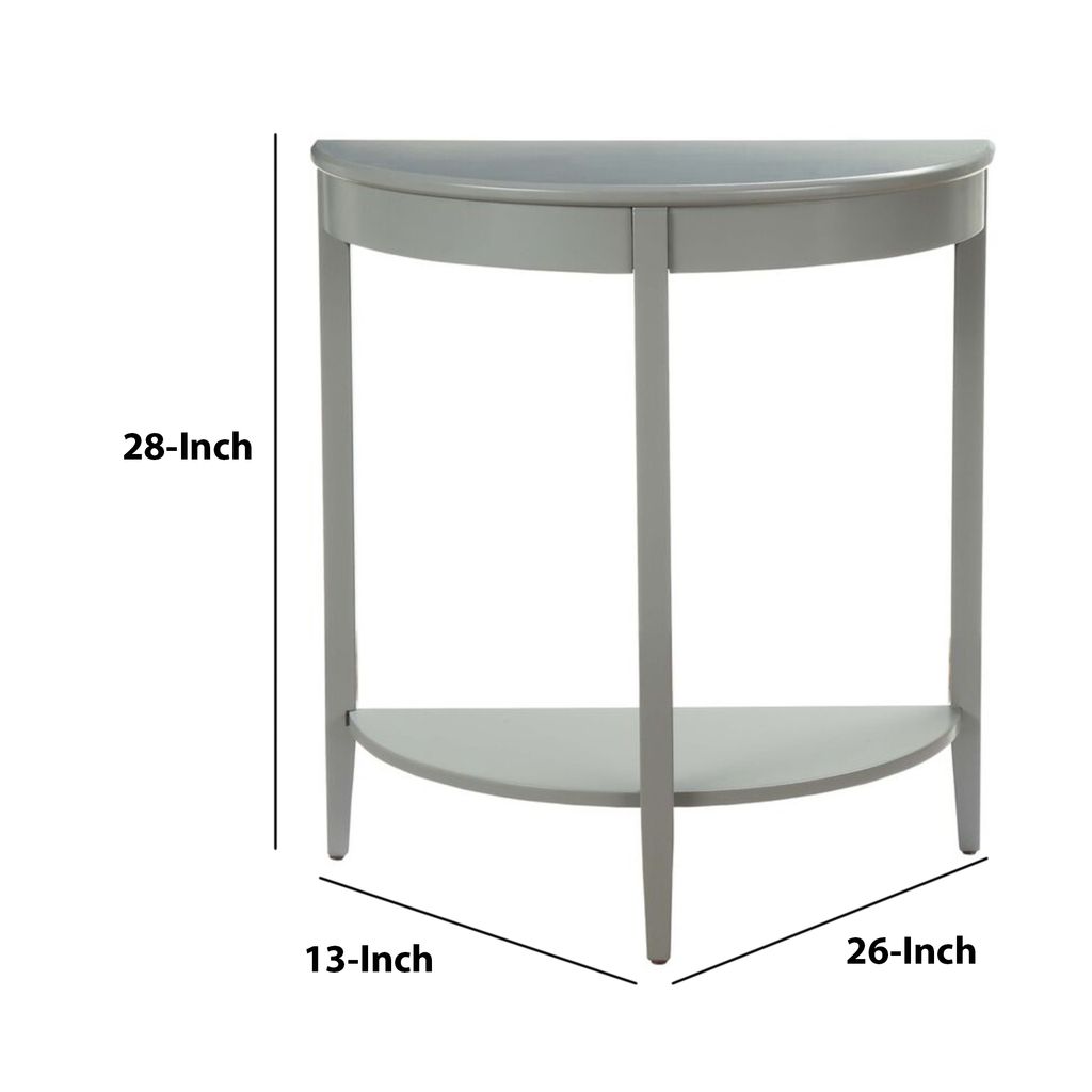 Wooden Half Moon Shaped Console Table with One Open Bottom Shelf, Gray - View 6