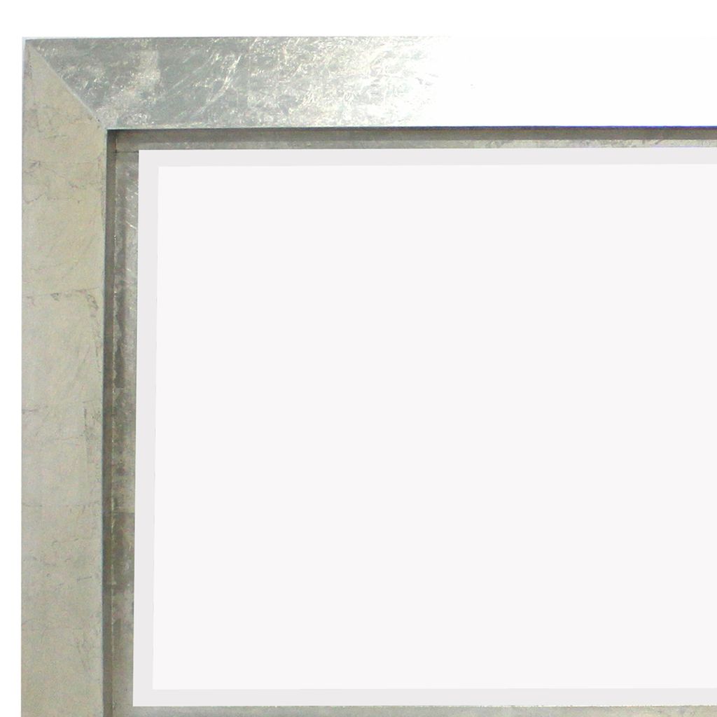 Contemporary Style Rectangular Wooden Frame Wall Mirror, Silver - View 4