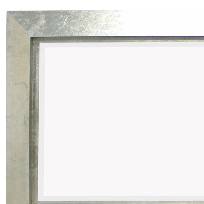 Contemporary Style Rectangular Wooden Frame Wall Mirror, Silver - View 4