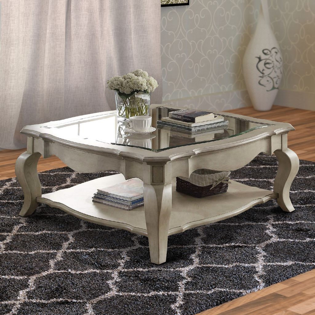 Charming Coffee Table, Brown& Clear Glass - View 7