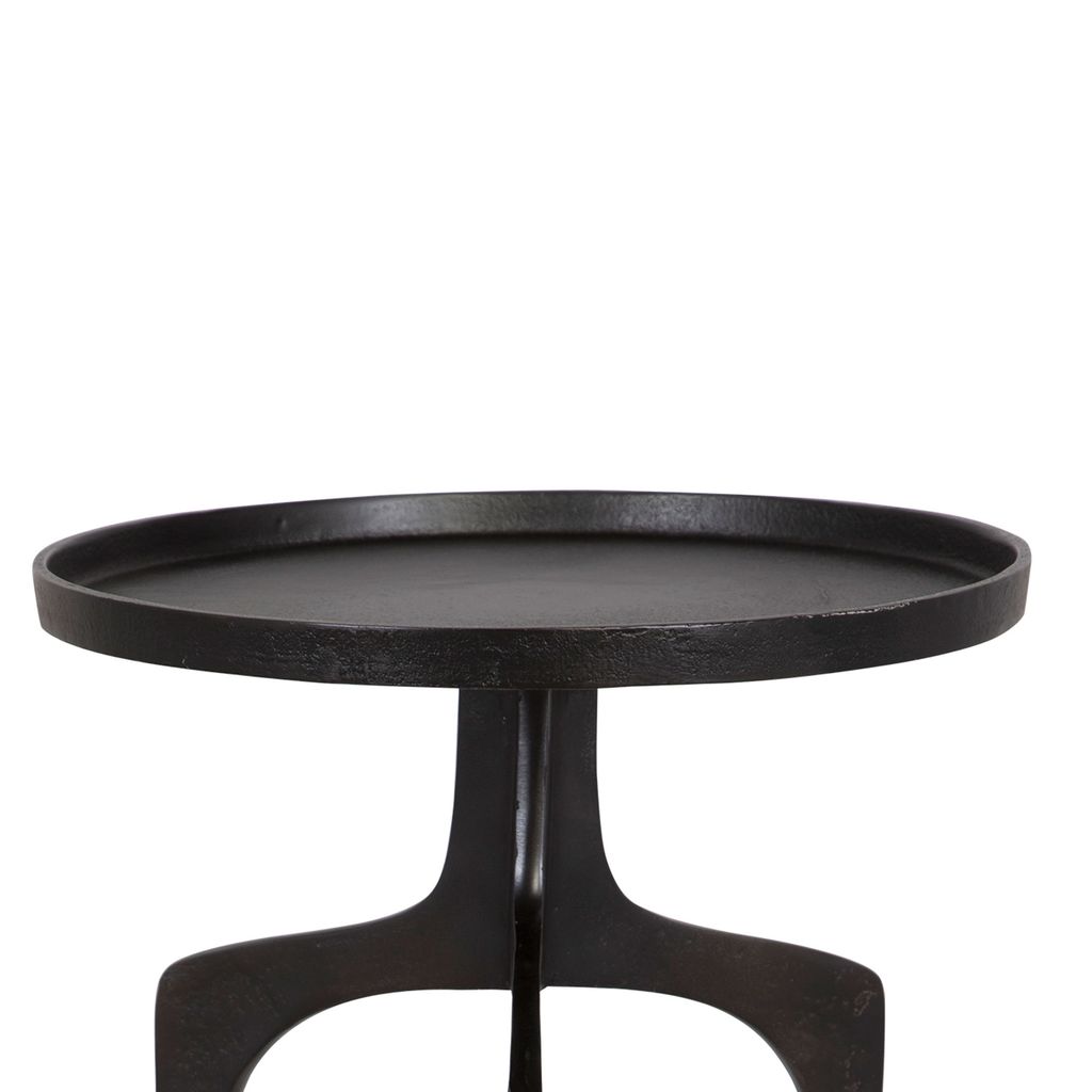 22 Inch Metal Round Accent Table, Three Curved Legs, Antique Brown - View 3