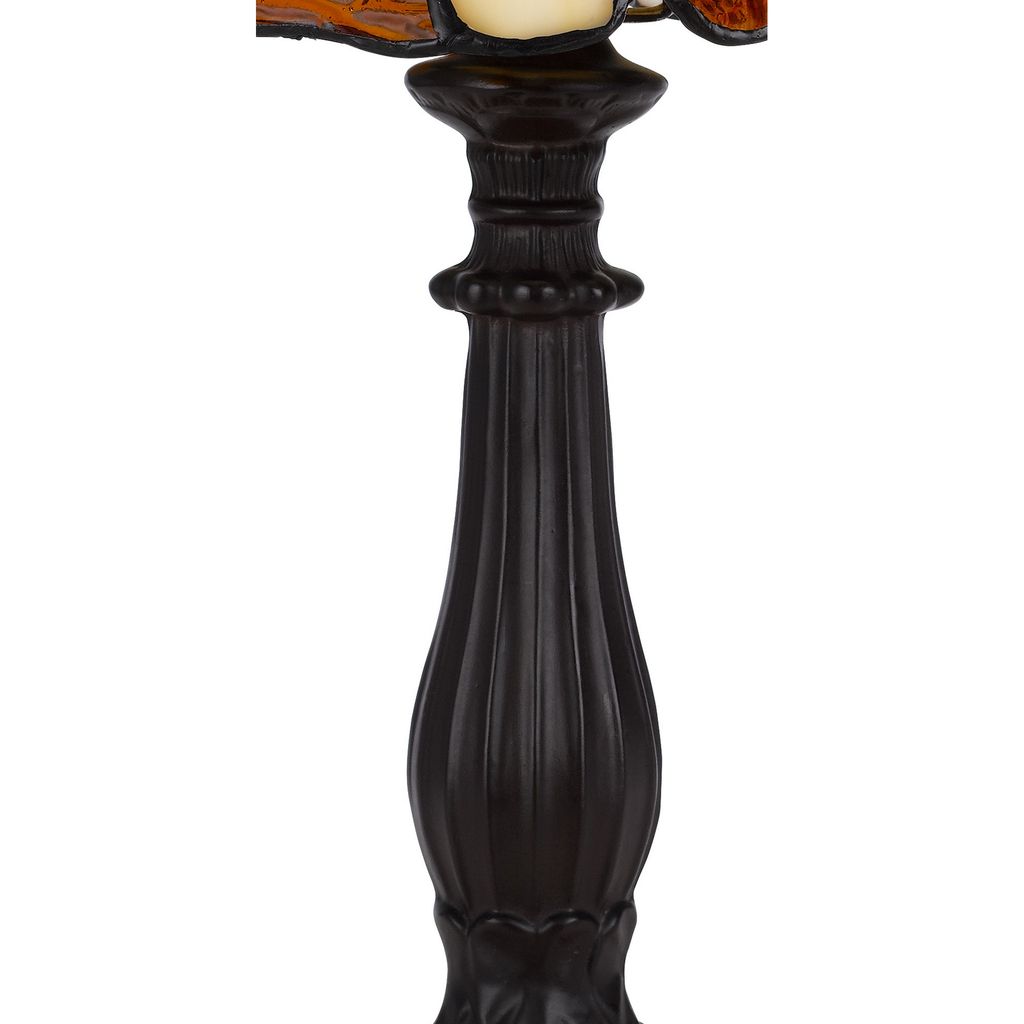 Eli 14 Inch Accent Lamp, Scalloped Stained Tiffany Style Shade, Dark Bronze - View 3