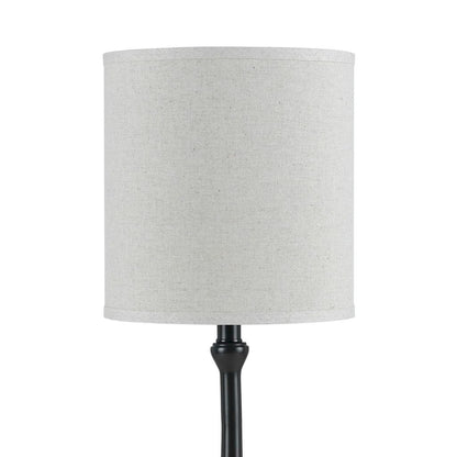 Elongated Bellied Shape Metal Accent Lamp with Drum Shade, Black - View 2