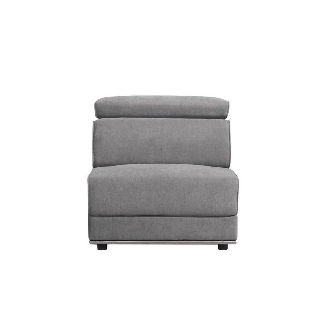 Fabric Upholstered Modular Armless Chair, Dark Gray - View 3