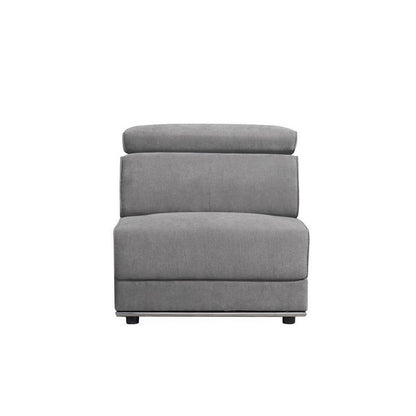 Fabric Upholstered Modular Armless Chair, Dark Gray - View 3