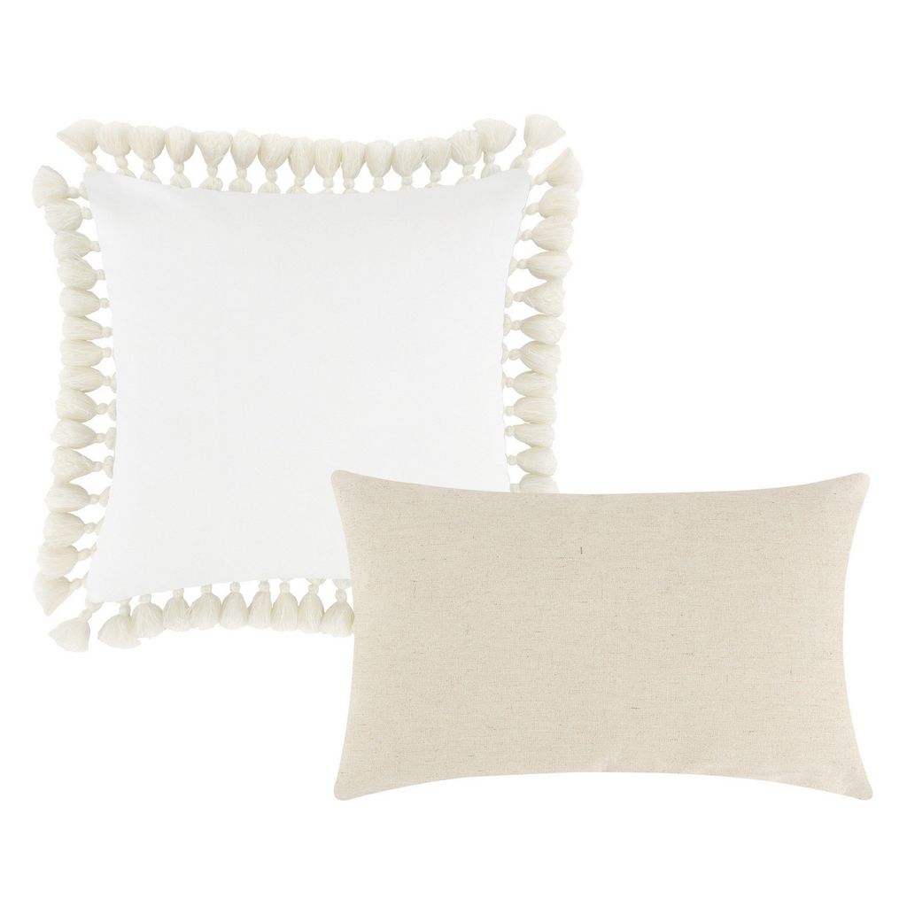 Set of 2 Decorative Throw Pillows, Seahorse and Starfish Polyester, Tassels - View 4