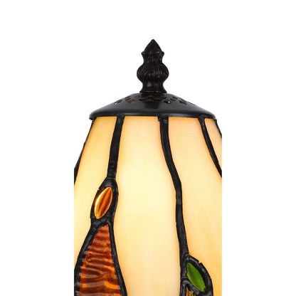 Eli 14 Inch Accent Lamp, Scalloped Stained Tiffany Style Shade, Dark Bronze - View 2