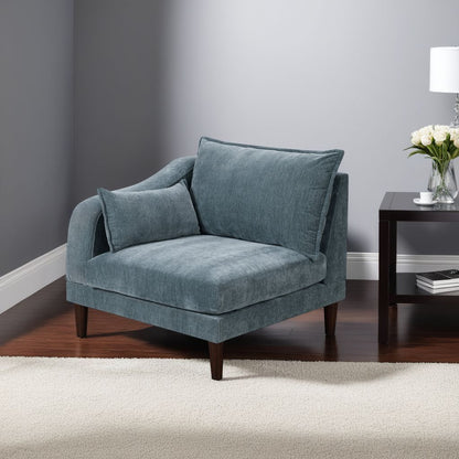 Rio 33 Inch Modular Single Arm Corner Chair, 2 Lumbar Cushions, Slate Blue - View 7