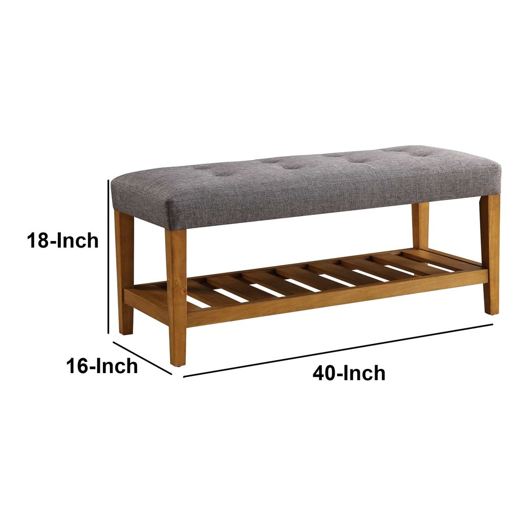 Wooden Bench, Gray & Oak - View 5