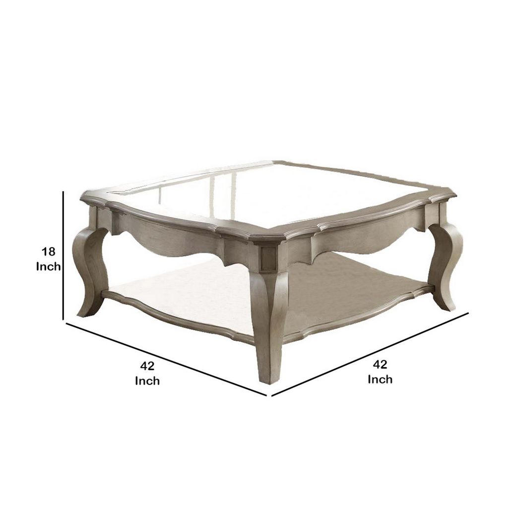 Charming Coffee Table, Brown& Clear Glass - View 5