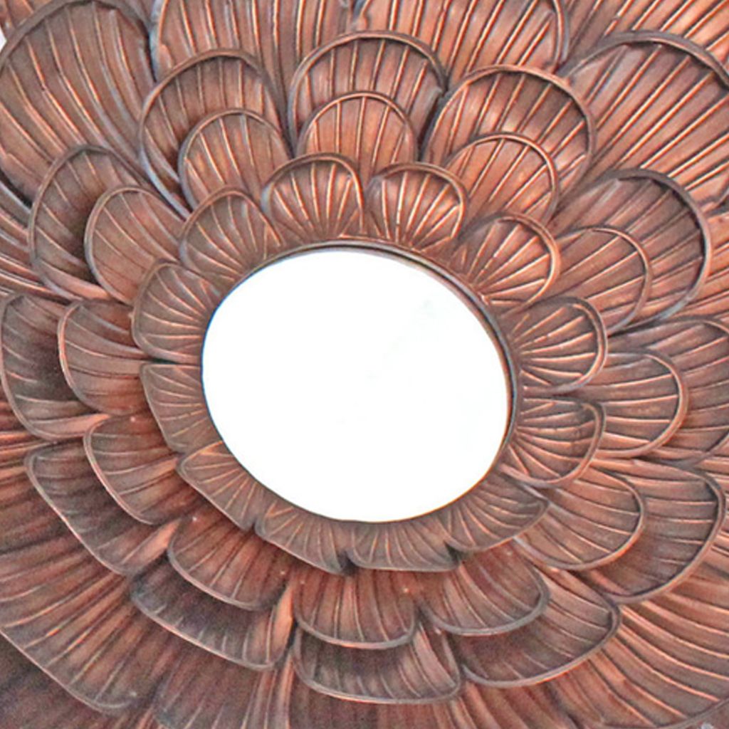 Blooming Metal Flower Wall Decor Mirror, Set of 3, Copper - View 3