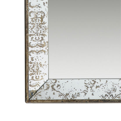Rosa 16 x 24 Wall Mount Mirror, Brown Wood Frame with Abstract Gold Overlay - View 4