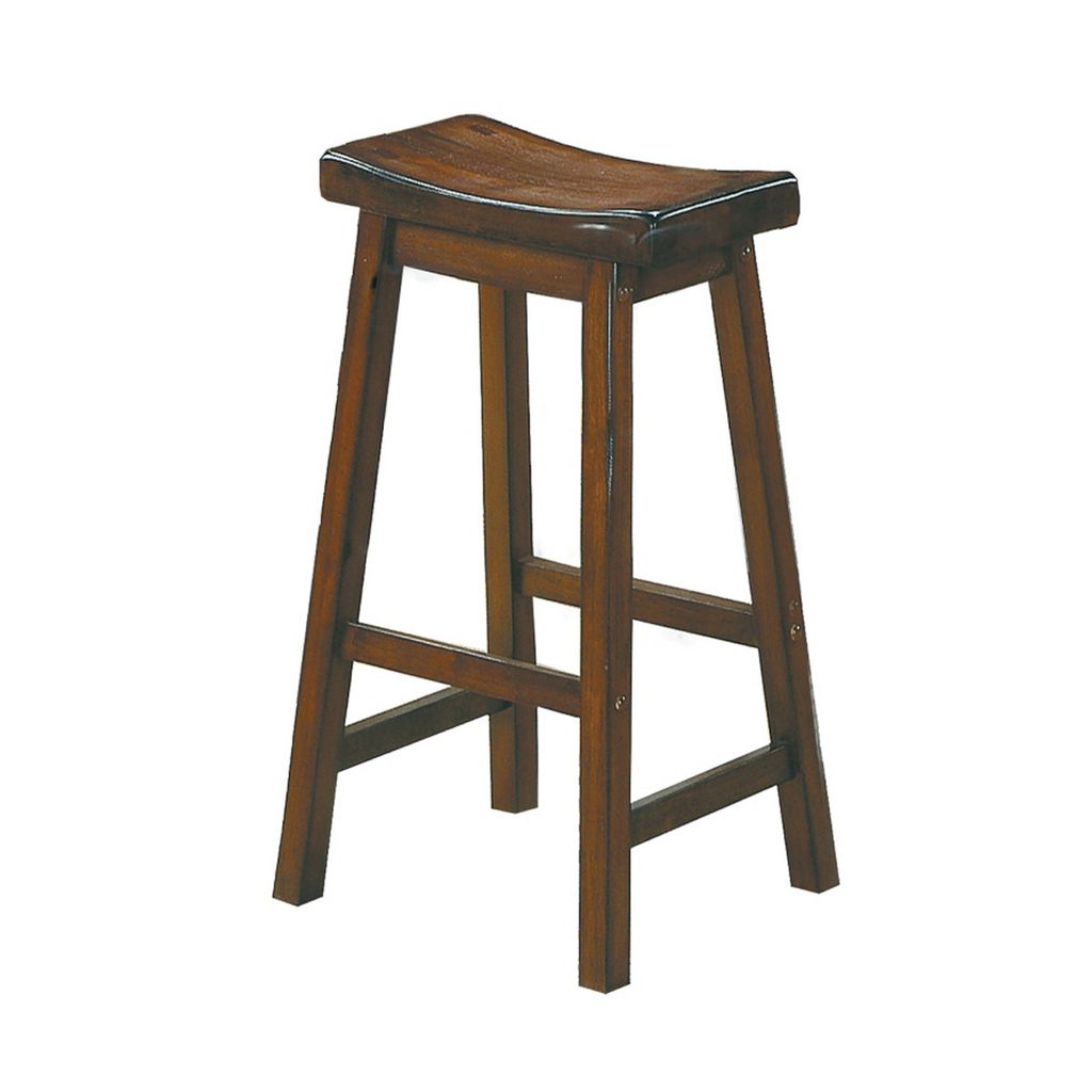 Wooden 29" Counter Height Stool with Saddle Seat, Distressed Cherry, Set Of 2 - View 3