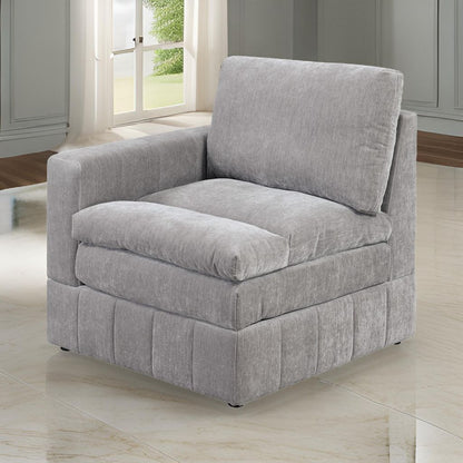 Luna 33 Inch Modular 1 Arm Corner Chair, Triple Plush Cushioned Seat, Gray - View 7