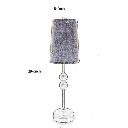 Metal Spindle Design Table Lamp Set of 2 with Cone Shade and Round Base, Black - View 6