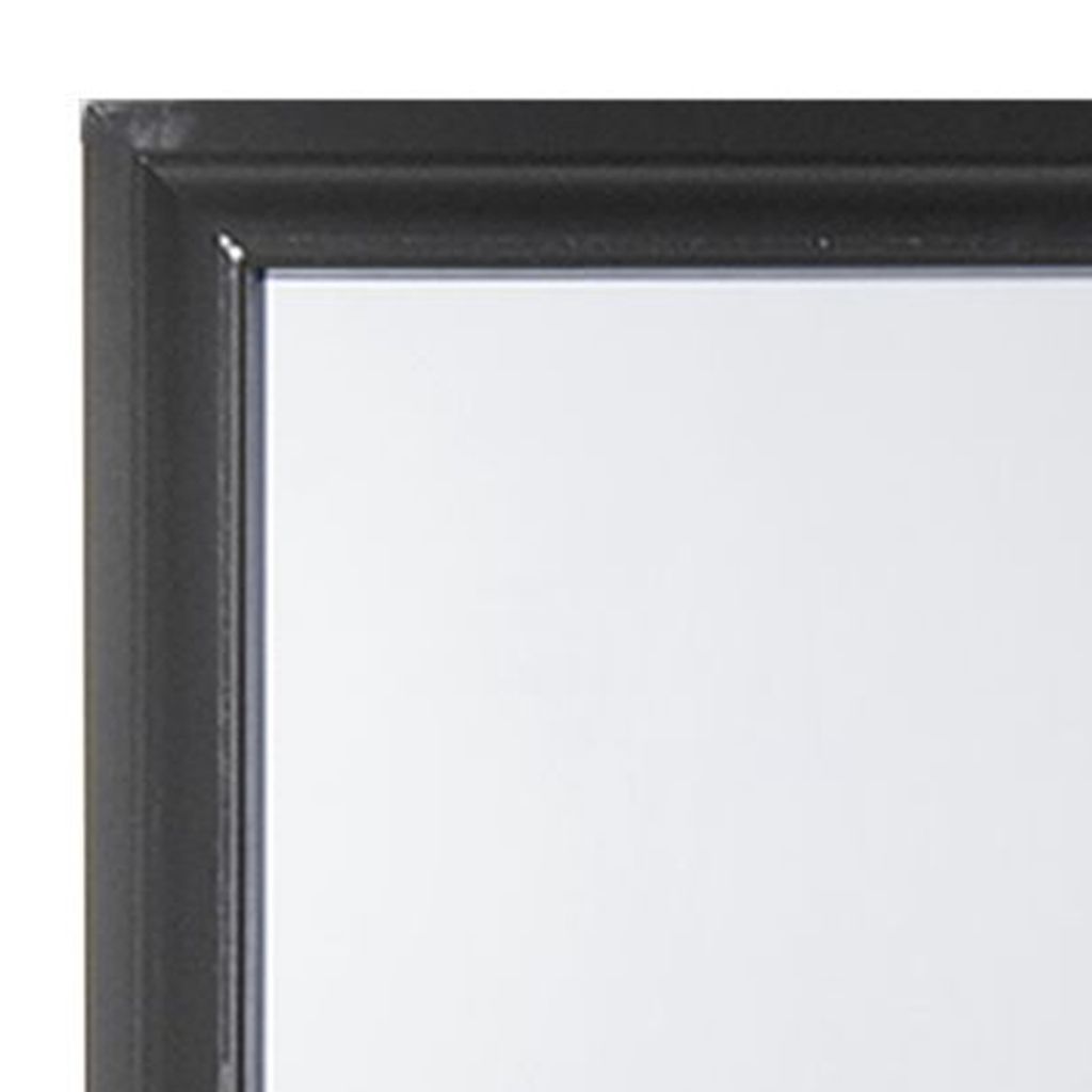 Contemporary Style Wooden Mirror with Raised Frame, Black - View 2