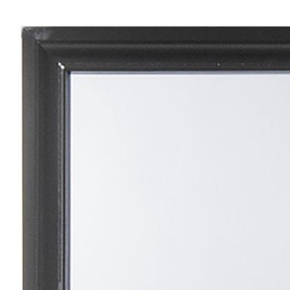 Contemporary Style Wooden Mirror with Raised Frame, Black - View 2