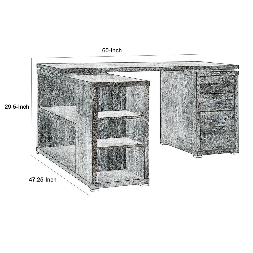 Modern Style Wooden Office Desk, Gray - View 5