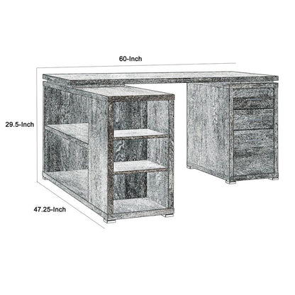 Modern Style Wooden Office Desk, Gray - View 5