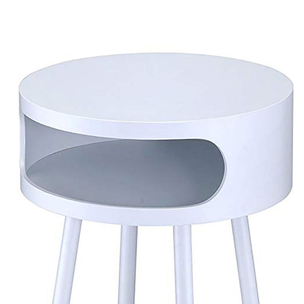 Sonria Round End Table, White & Natural - View 5