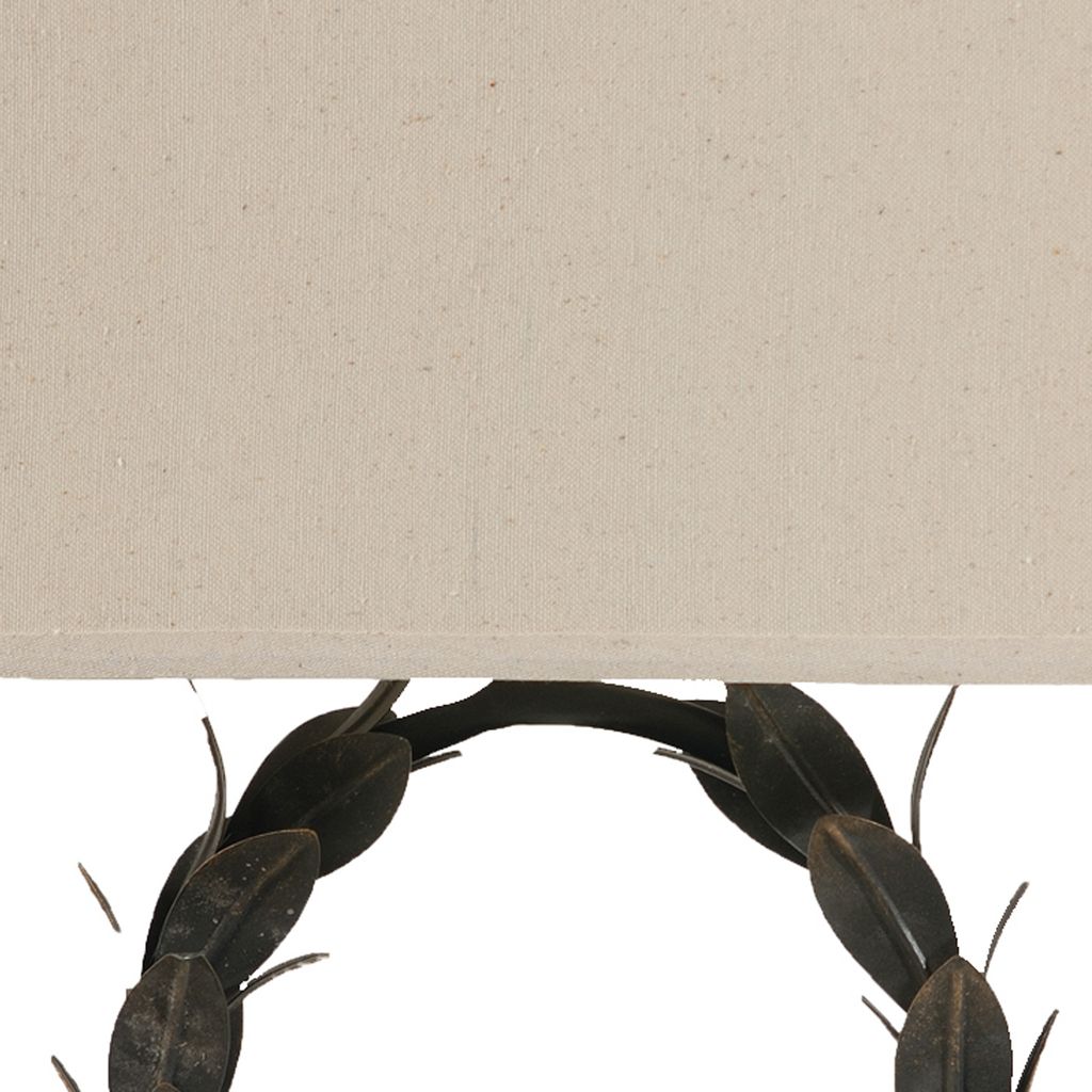 26 Inch Artisanal Table Lamp, Laurel Wreath Iron Frame, Off White, Black - View 3