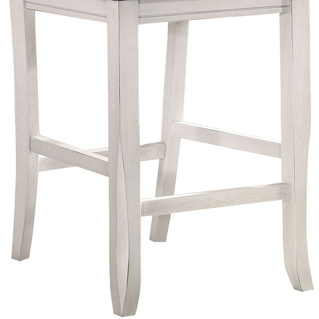 Wooden Counter Height Chair with Curved Back, Set of 2, White and Gray - View 3