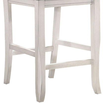 Wooden Counter Height Chair with Curved Back, Set of 2, White and Gray - View 3