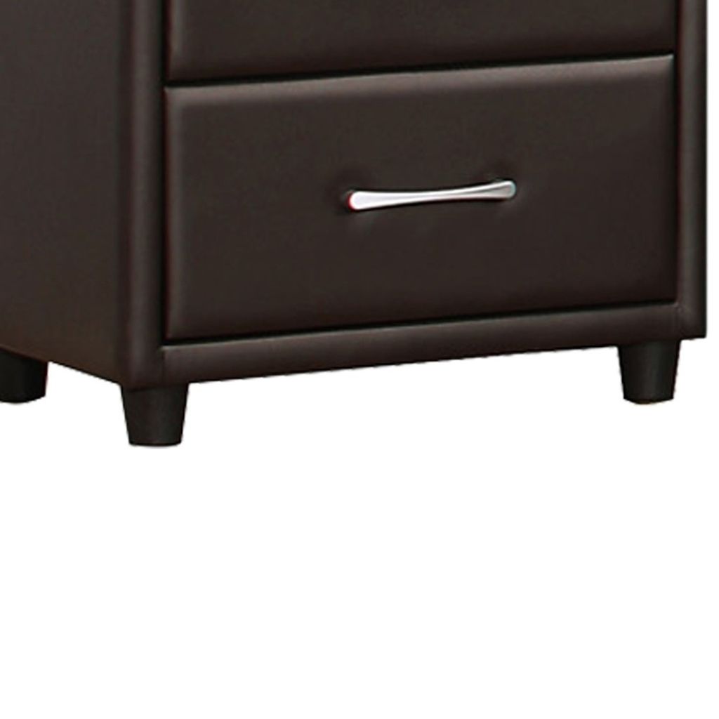 2 Drawer Night Stand In Wood And PVC, Black - View 3