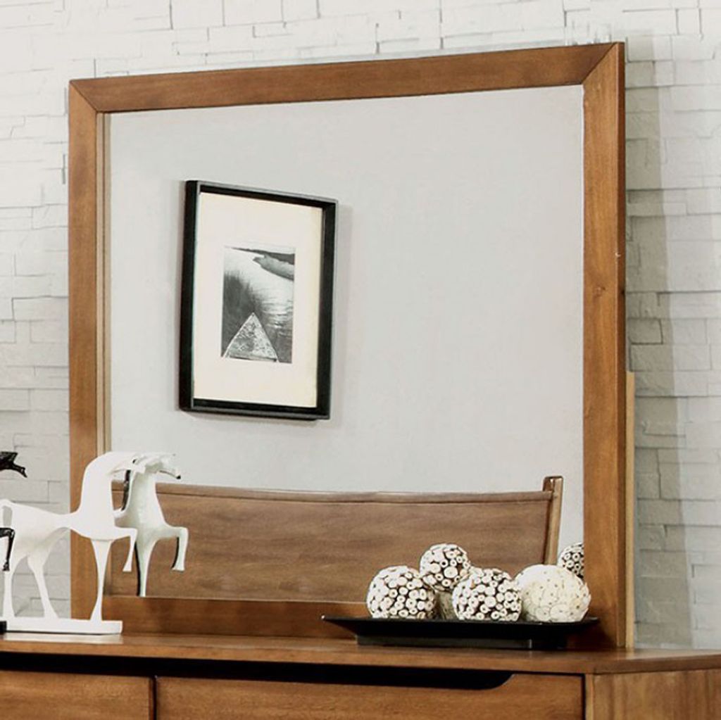 Lennart Mid Cent Modern Mirror, Oak Finish