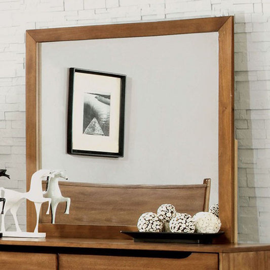 Lennart Mid Cent Modern Mirror, Oak Finish