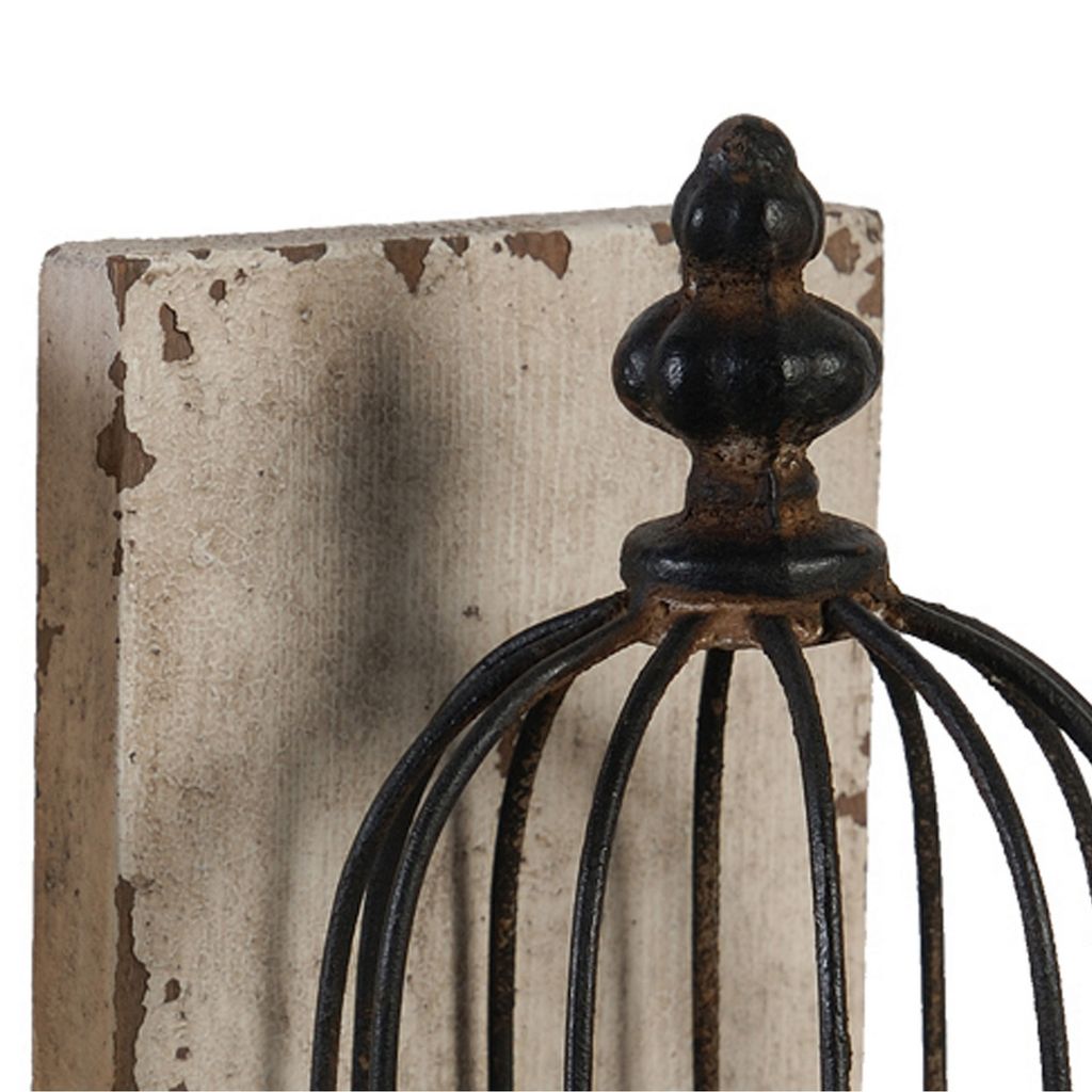 Ari Set of 2 Classic Bookends, Birdcage, Iron and Fir Wood, Black, Brown - View 3