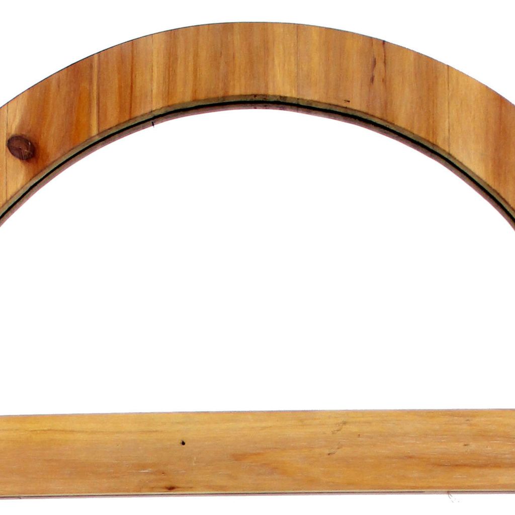 Farmhouse Style Rectangular Wooden Wall Mirror Set of 2 with Arched Top, Brown - View 2