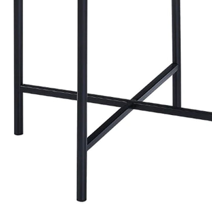 Bert 24 Inch Round End Table, Rattan Apron Accent, Metal Legs, Black - View 5