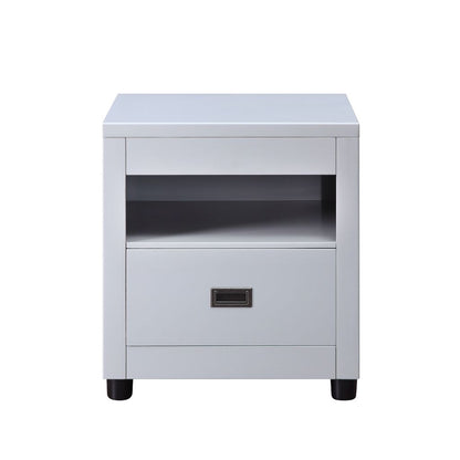 Transitional Style Wooden End Table with 1 Drawer, Gray and Black - View 3