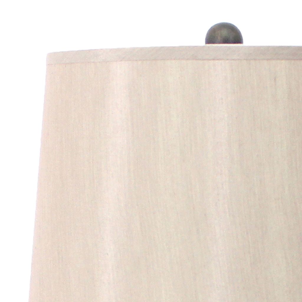 Flower Tree Design Metal Table Lamp Set of 2 with Tapered Drum Shade, Gray and Beige - View 4