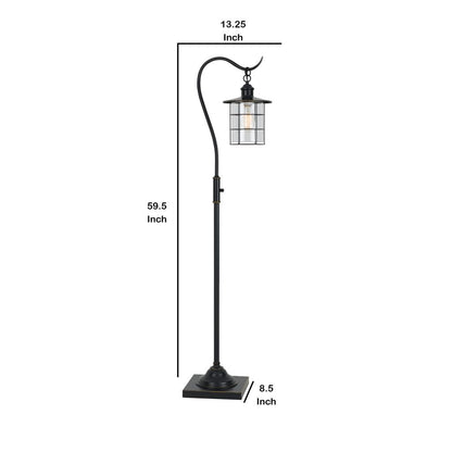 60 Inch Metal Downbridge Design Floor Lamp with Caged Shade, Dark Bronze - View 5