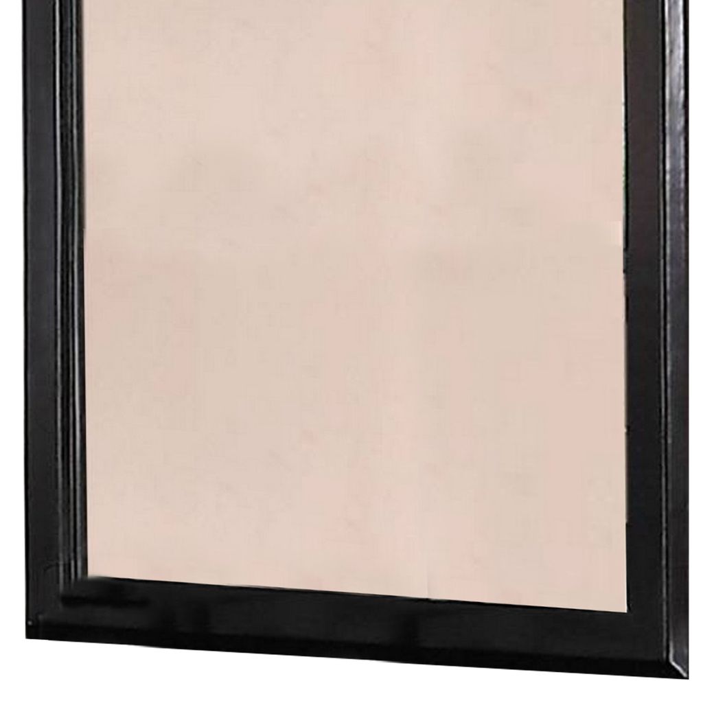 36 Inches Rectangular Wood Encased Mirror, Black - View 3