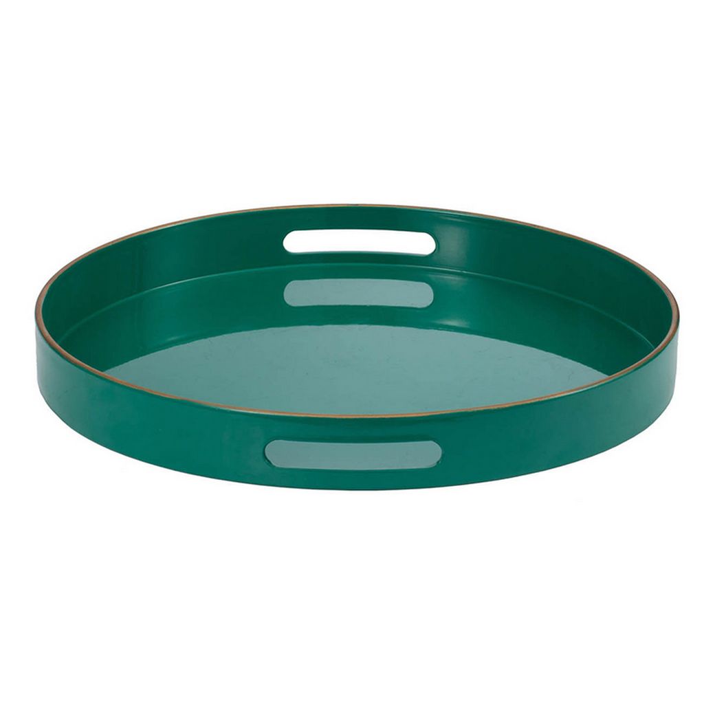 Mimosa Round Tray With Cutout Handles, Green - View 3