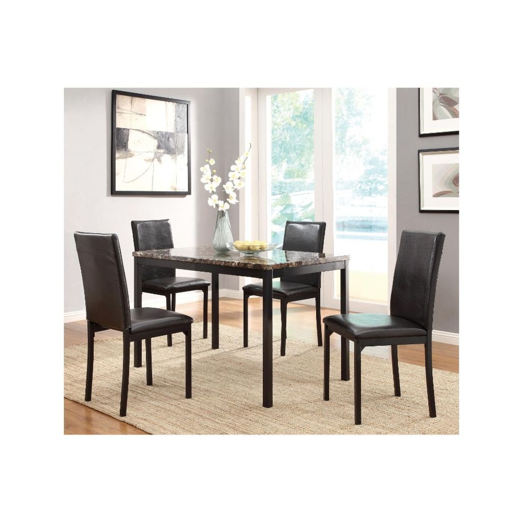 Leatherette Upholstered Counter Height Metal Frame Side Chair, Dark Brown (Set of 4) - View 2