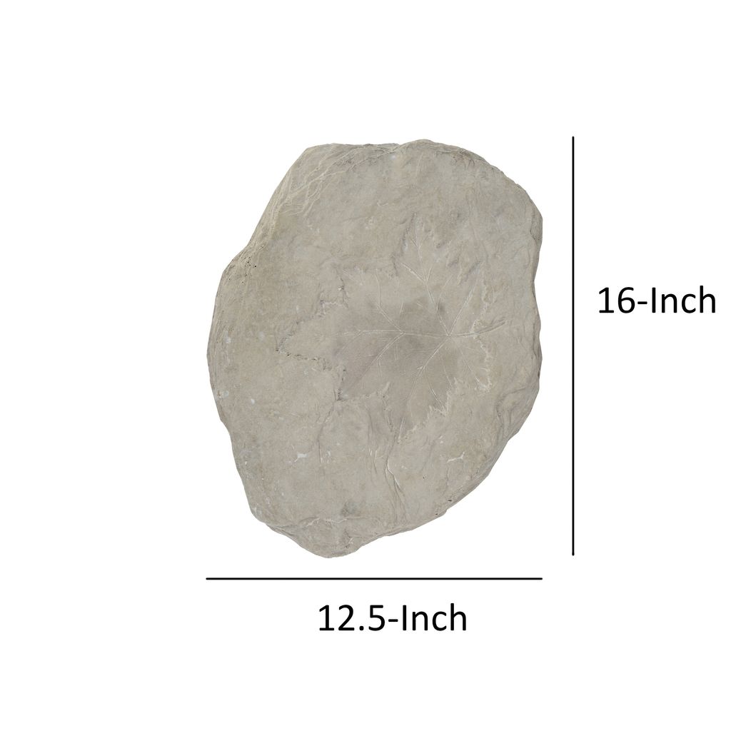 Concrete Fossil Accent Stone with Maple Leaf Imprint, White - View 6