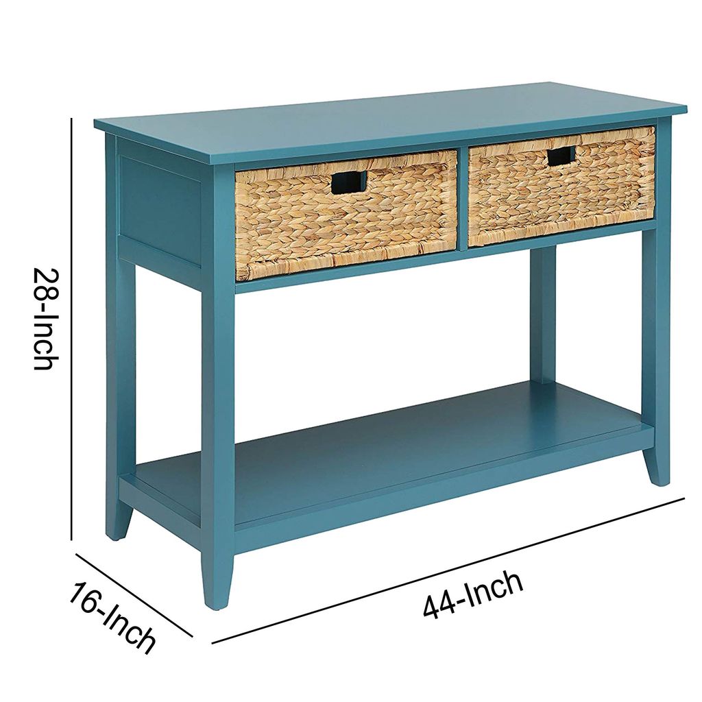Flavius Console Table with 2 Drawers, Blue - View 6