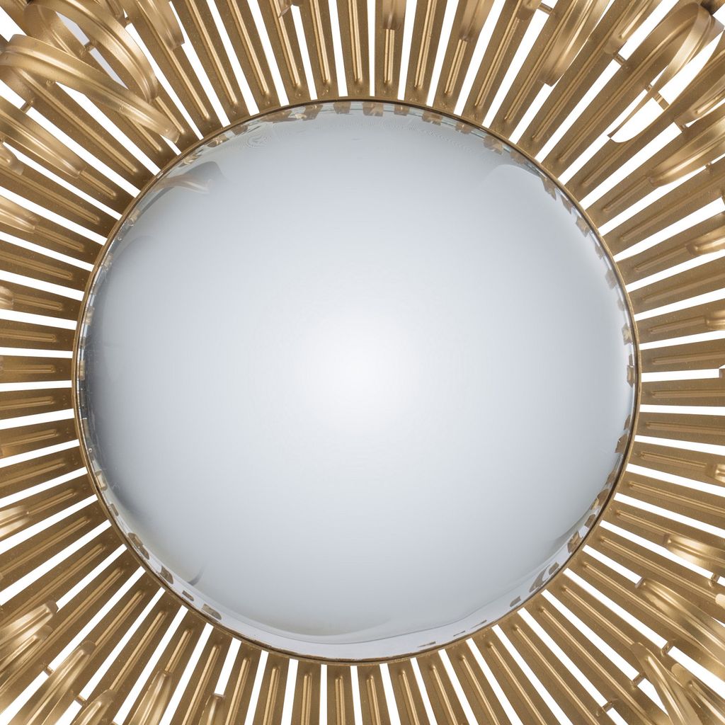 27 Inch Round Wall Mount Accent Decor Mirror, Sunburst, Iron Frame, Gold - View 2